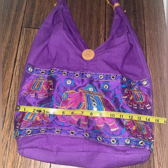 Handmade 🇮🇳 Purple hobo bag bohemian purse elephant bag embroidered bag - Picture 2 of 12